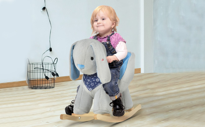Qaba Kids Ride On Rocking Bunny Rocker Horse Toy