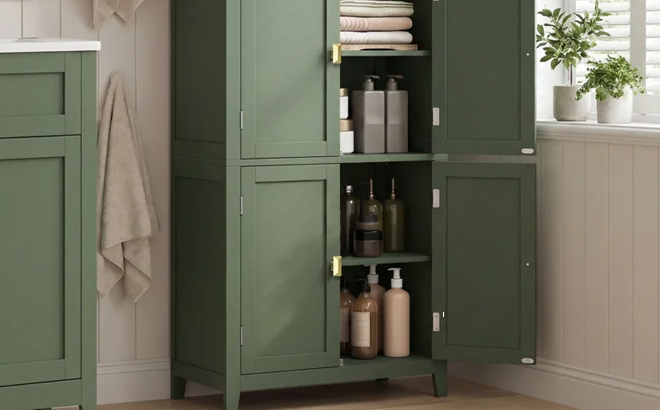 Red Barrel Studio Arhavi 4 Door Floor Storage Cabinet Red Barrel Studio Arhavi 4 Door Floor Storage Cabinet