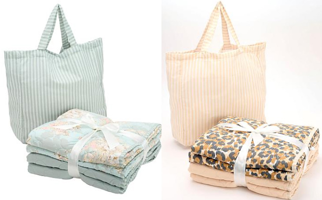 Reversible Quilted Throw Set Tote Bag