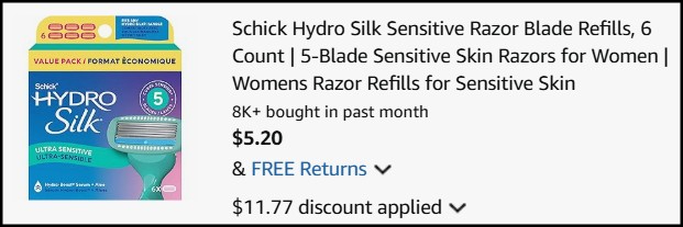 Schick 6 Count Razor Blade Refills Checkout