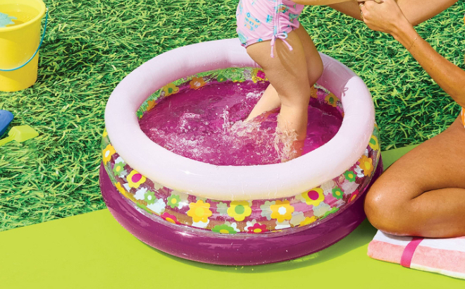 Sun Squad Mini 3 Ring Flower Pattern Kiddie Pool