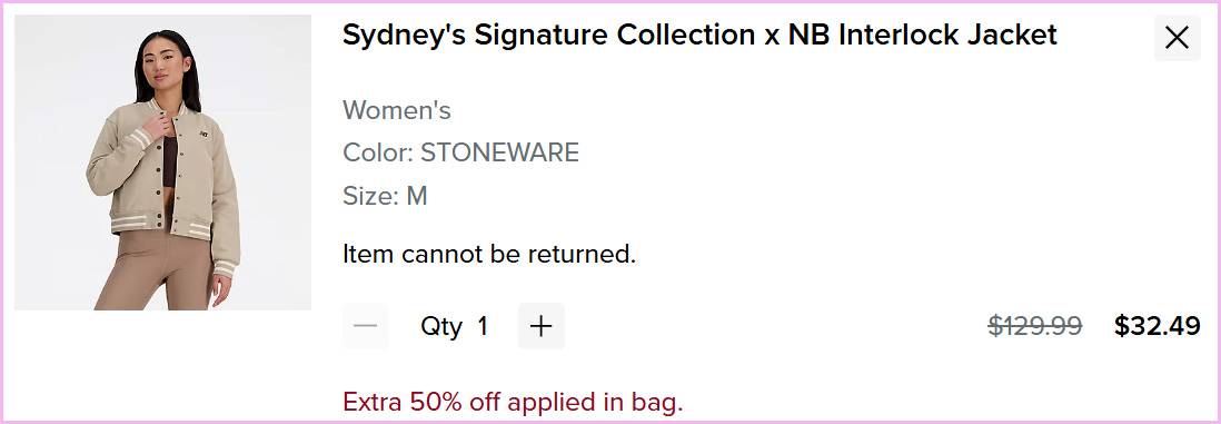 Sydneys Signature Collection x New Balance Interlock Womens Jacket at Checkout