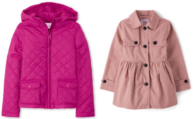 The Childrens Place Girls Quilted Puffer Jacket and Girls Trench Coat The Childrens Place Girls Quilted Puffer Jacket and Girls Trench Coat