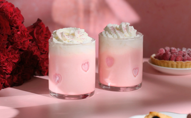 Thyme Table Pink Hearts Charm Drinking Glasses 2 Piece Set Thyme Table Pink Hearts Charm Drinking Glasses 2 Piece Set