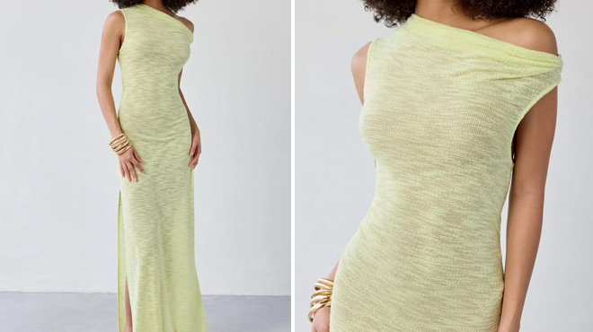Urban Outfitters Out From Under Sunset Swit Semi Sheer Off Shoulder Slip Maxi Dress