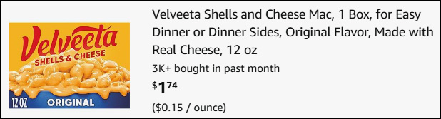 Velveeta Shells and Cheese Mac checkout