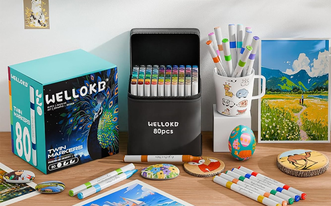 WELLOKB Alcohol Markers 80 Colors Dual Art Colored Markers