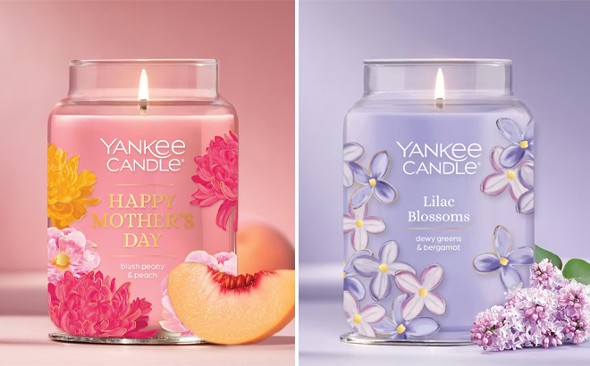 Yankee Candle Happy Mothers Day Candle and Lilac Blossoms Candle