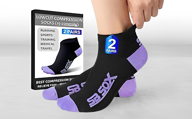 2 Pair Compression Socks on the Floor