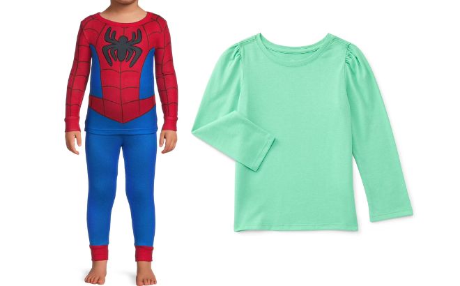 2 Piece Character Toddler Cosplay Sleepwear Set and Wonder Nation Toddler Girls Tee with Long Sleeves 2 Piece Character Toddler Cosplay Sleepwear Set and Wonder Nation Toddler Girls Tee with Long Sleeves