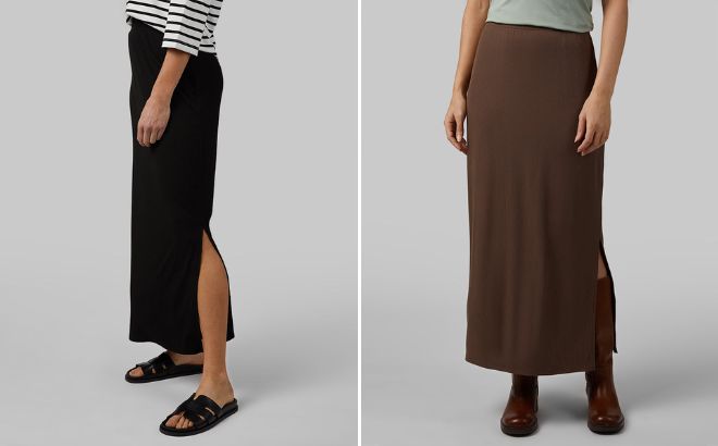32 Degrees Womens Soft Rib Maxi Skirt 1 32 Degrees Womens Soft Rib Maxi Skirt 1