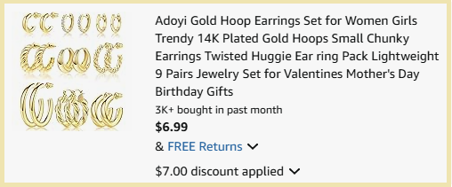 9 Pairs Gold Plated Hoop Earrings Set Checkout Page