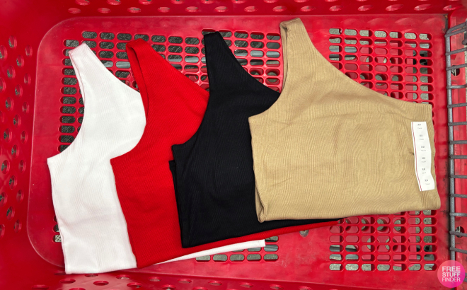 A New Day Womens One Shoulder Rib Knit Tank Tops in Cart