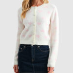 A Person Wearing All in Favor Heart Jacquard Cardigan
