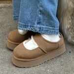 A Person Wearing UGG Womens Bea Mary Jane Slippers