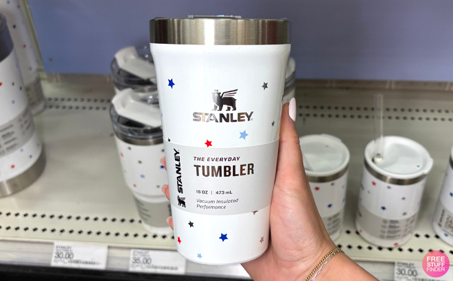 A Woman Holding Stanley 16 Ounce Stainless Steel Everyday Tumbler