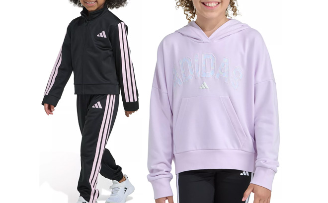 Adidas GirlsJacket Joggers Set and Hoodie