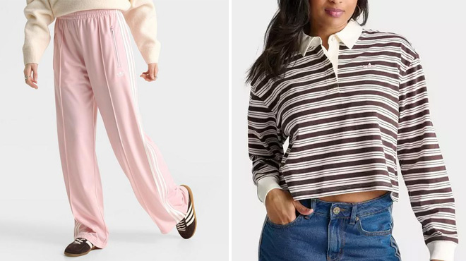 Adidas Originals adicolor Classic Firebird Loose Track Pants and Striped OVZD Long Sleeve Polo T Shirt