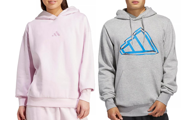 Adidas Womens Fleece Hoodie and Mens Graphic Hoodie