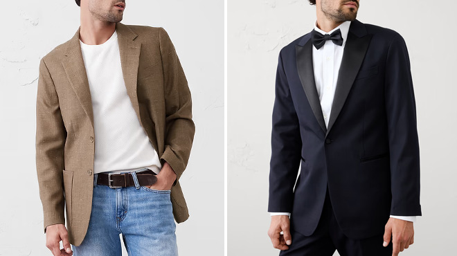 Banana Republic Factory Tailored Fit Textured Jacket and Luxe Tuxedo Suit Jacket