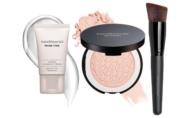 BareMinerals Pressed Powder Foundation Primer Brush 3 Piece Set BareMinerals Pressed Powder Foundation Primer Brush 3 Piece Set
