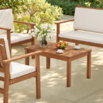 Beachcrest Home Kovach 4 Piece Solid Acacia Wood Outdoor Seating Group Outside