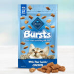Blue Buffalo Bursts Chicken Crunchy Creamy Cat Treats on a Table