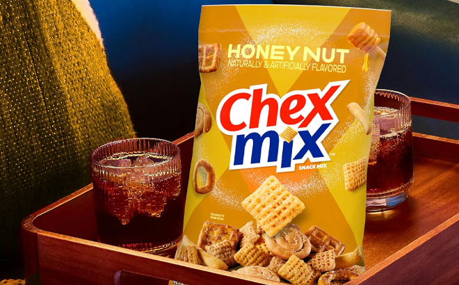 Chex Mix Honey Nut Snack Mix on the Table
