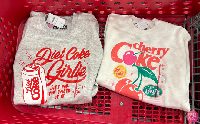 Coca Cola Womens Crewneck Diet Coke Graphic Pullover Sweatshirt and Crewneck Cherry Coke Graphic Pullover Sweatshirt in Target Cart Coca Cola Womens Crewneck Diet Coke Graphic Pullover Sweatshirt and Crewneck Cherry Coke Graphic Pullover Sweatshirt in Target Cart