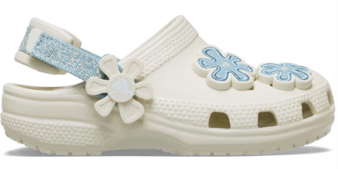 Crocs Toddler Classic Denim Flower Adjustable Backstrap Clogs Crocs Toddler Classic Denim Flower Adjustable Backstrap Clogs