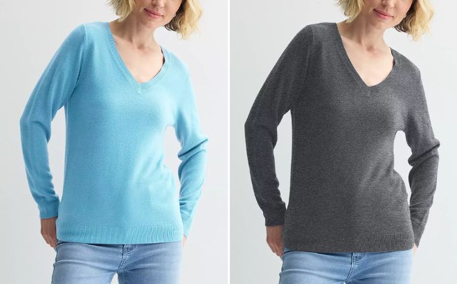 Croft Barrow Womens V Neck Sweaters