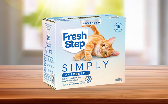 Fresh Step Advanced Simply Unscented Cat Litter 18 5lb on the Table Fresh Step Advanced Simply Unscented Cat Litter 18 5lb on the Table