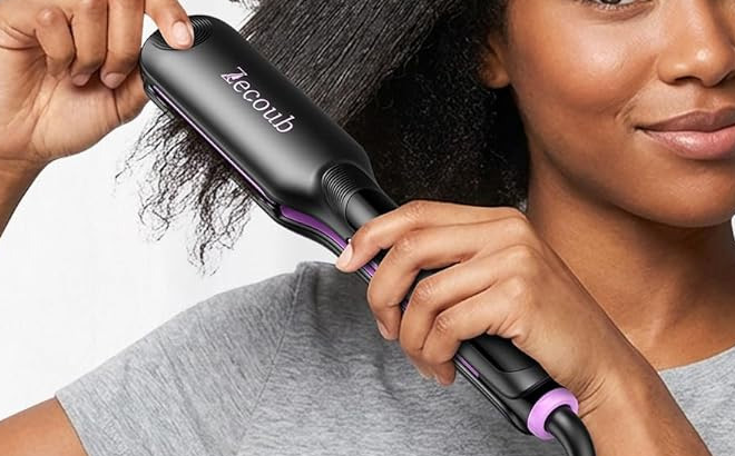 Hair Straightener in Use
