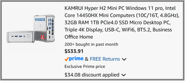 KAMRUI Hyper H2 Mini PC Windows 11 Pro Checkout Page