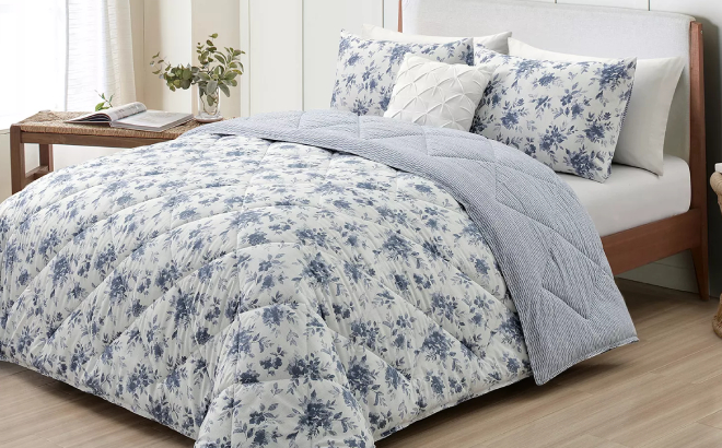 Layla Floral Print 4 Piece Comforter Set