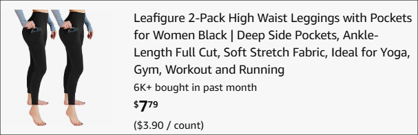Leafigure Womens Leggings with Pockets 2 Pack Checkout
