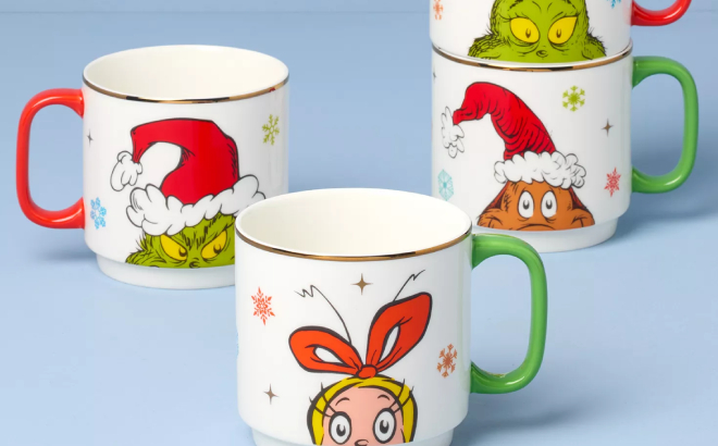 Lenox Merry Grinchmas Stackable Mugs 4 Piece Set Lenox Merry Grinchmas Stackable Mugs 4 Piece Set