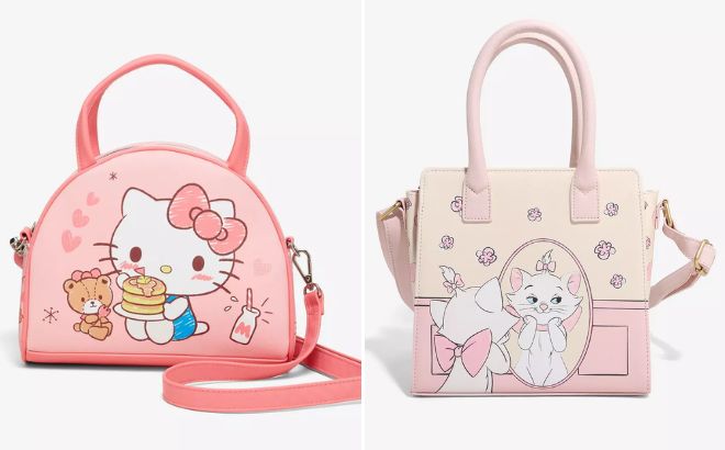 Loungefly Hello Kitty Tiny Chum Dome Crossbody Bag and Disney The Aristocats Mini Satchel Bag