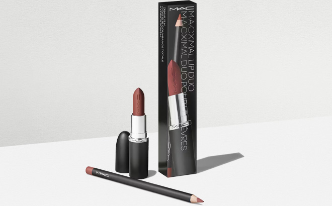 MAC Cosmetics Matte Lipstick Lip Liner Gift Set on the Table