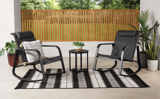 Mainstays Dashwood Steel 3 Piece Rocker Outdoor Set Mainstays Dashwood Steel 3 Piece Rocker Outdoor Set