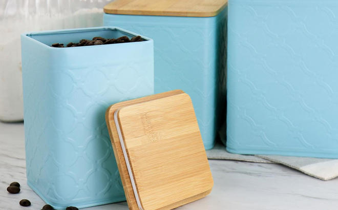 MegaChef Square Iron Canister 3 Piece Set