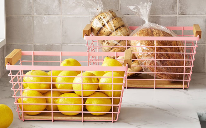 Members Mark 3 Pack Wire Baskets in Pink Color