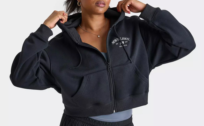 New Balance Rise Cropped Full Zip Hoodie