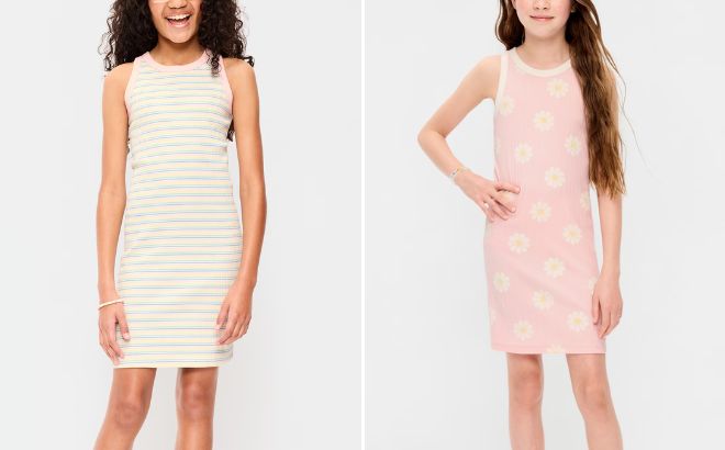 Old Navy Girls Printed Ribbed Tank Dress