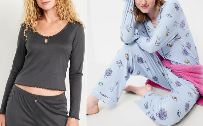 Old Navy Womens Pajama Top and Sunday Sleep Knit Jersey Pant Set