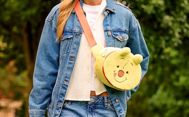 Person Wearing Disney Winnie the Pooh Plush Hip Pack Person Wearing Disney Winnie the Pooh Plush Hip Pack
