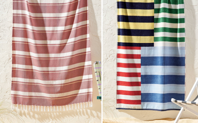 Room Essentials 36 x72 Jacquard and Nautical Striped Oversized Beach Towels Room Essentials 36 x72 Jacquard and Nautical Striped Oversized Beach Towels