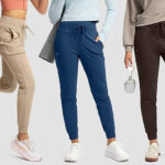 Soothfeel Womens High Waisted Joggers with Zipper Pockets
