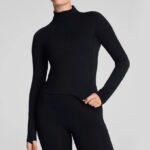 Spanx Brushed Contour Half Zip in Black Color