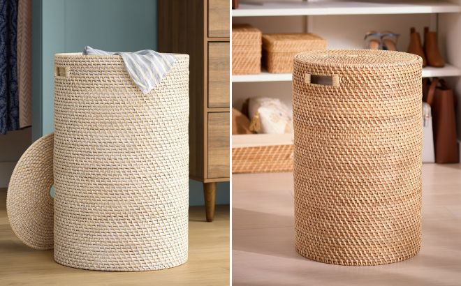 The Container Store Ori Rattan Hamper